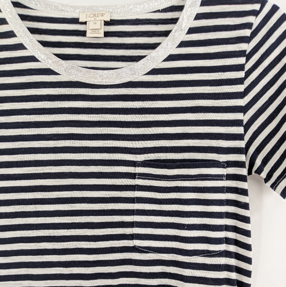 ❌ J.Crew Navy Striped T-shirt with Glitter Collar - Picture 3 of 4